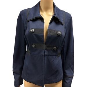 CAbi Blue and Black In The Band Military Jacket Pea Coat 3375 Womens Medium